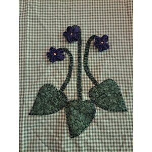 Green Gingham Tea Kitchen Towel Cotton Purple Violets Park Designs Cottage 28x18